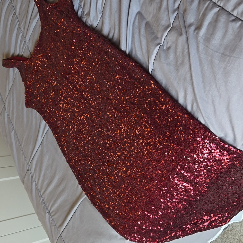 Fashion Nova Sequin Fitted Red Dress